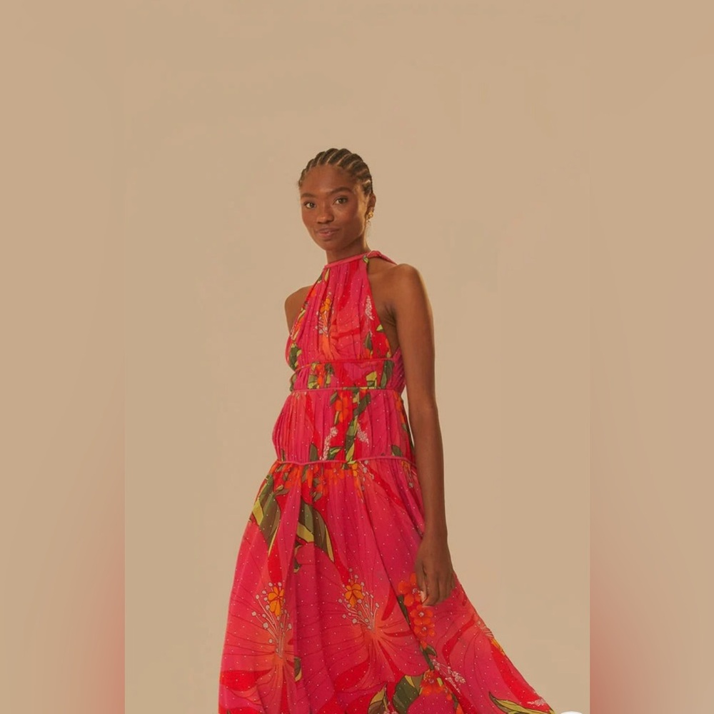 FARM RIO Red Pietra Floral Sleeveless Maxi Dress • S • NWT - Picture 5 of 16